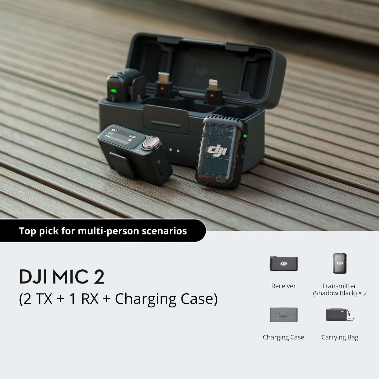 DJI Mic 2（2 TX + 1 RX + Charging Case） DJI Store