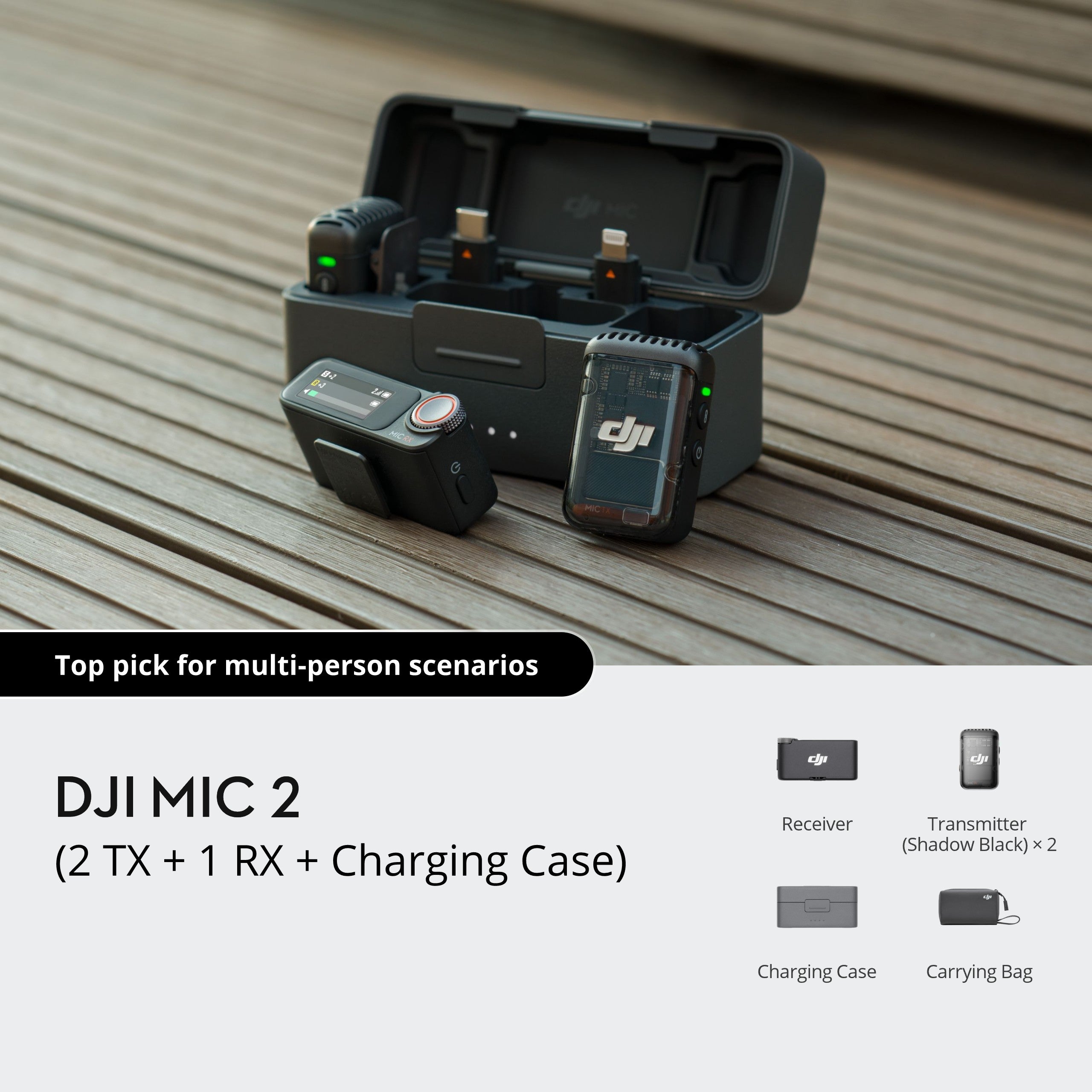 DJI Mic 2（2 TX + 1 RX + Charging Case） DJI Store